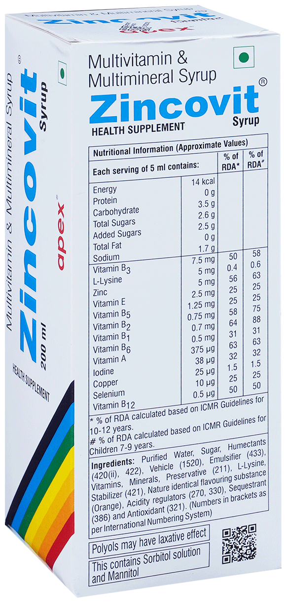 ZINCOVIT SYRUP 200 ML - Scraped Image