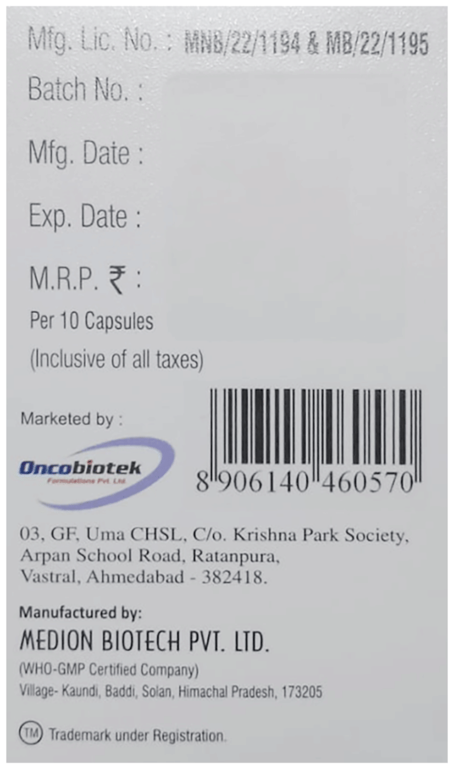 Oncolido 5mg Capsule 10s