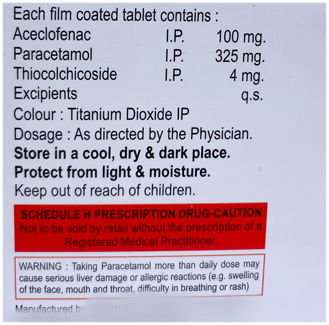 Acemond TH 100/325/4mg Tablet 10s