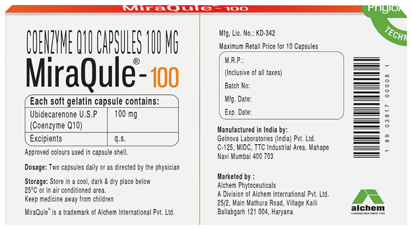 MIRAQULE 100MG(SOFTGEL CAP) 100MG CAPSULE - Scraped Image