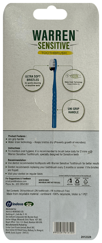 WARREN SENSITIVE TOOTHBRUSH 1S 1S - Scraped Image