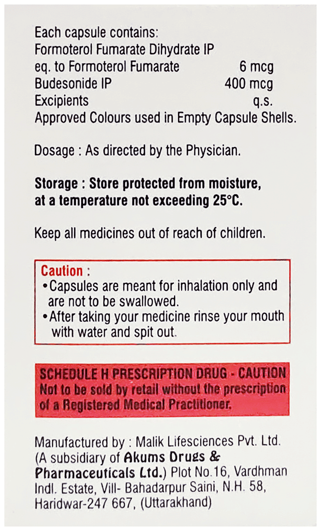 Aerobest FB 400/6mcg Capsule 30s