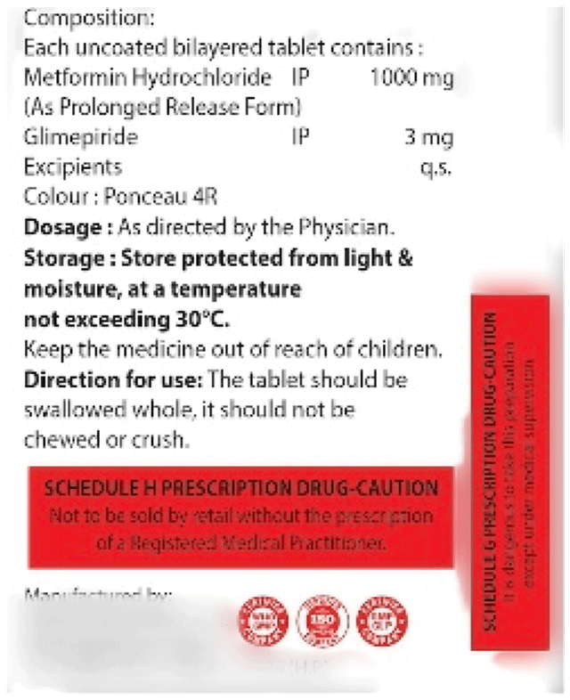 Edgly M 3/1000mg Forte Tablet PR 15s