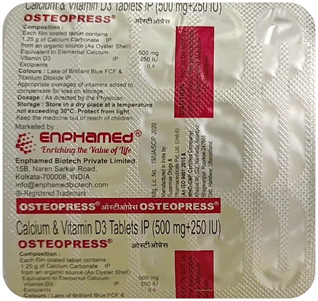 Osteopress 500mg/250IU Tablet 15s