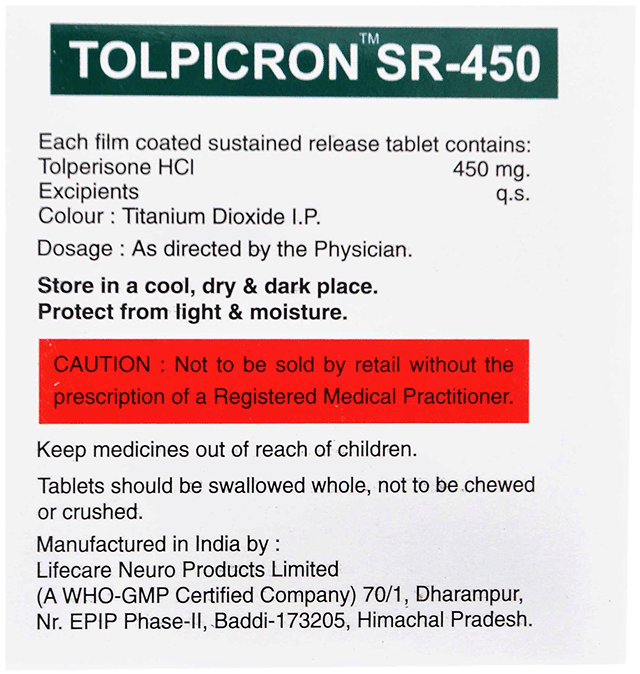 Tolpicron 450mg Tablet SR 10s