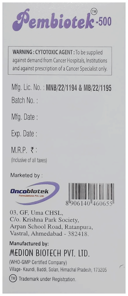 Pembiotek 500mg Injection 1s