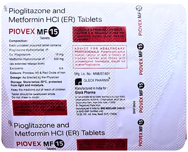 Piovex MF 500/15mg Tablet ER 15s