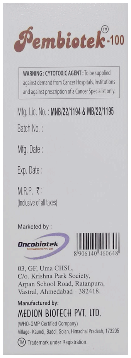 Pembiotek 100mg Injection 1s