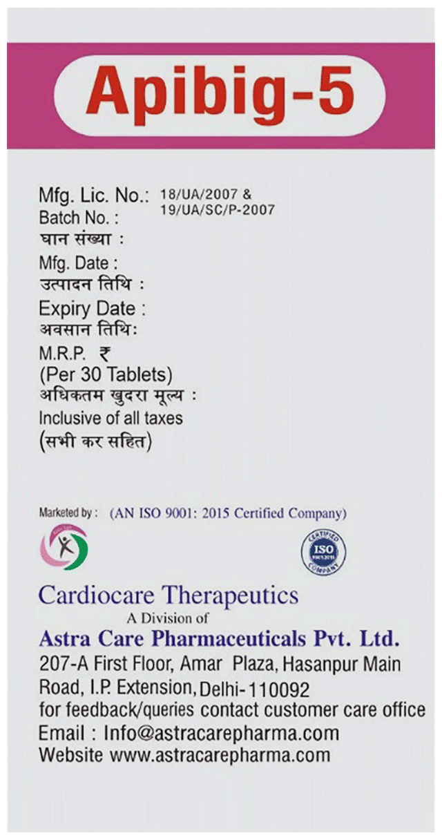 Apibig 5mg Tablet 30s