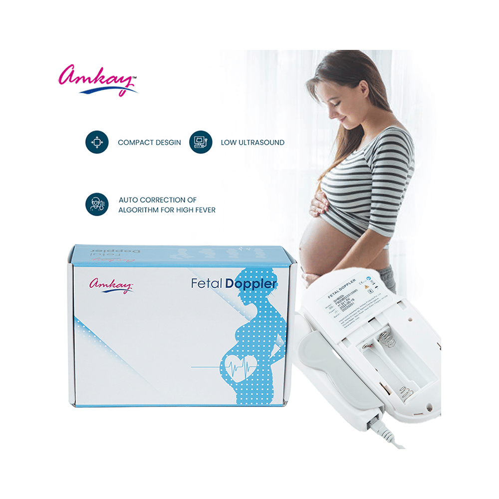 Amkay Fetal Doppler | Heart Rate Monitor for Home & Clinic | Built-in Headphone Jack & Speaker