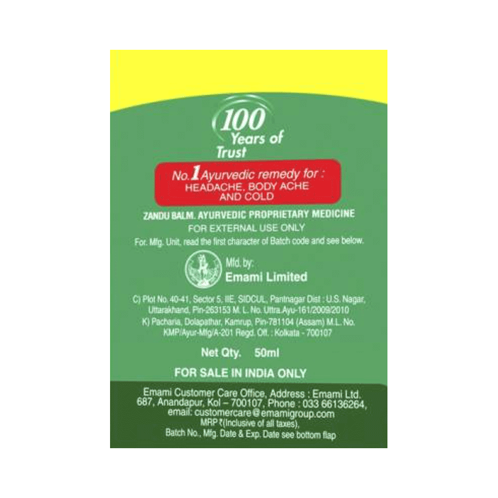 Zandu Balm | Effective Relief from Cold, Headache & Body Ache