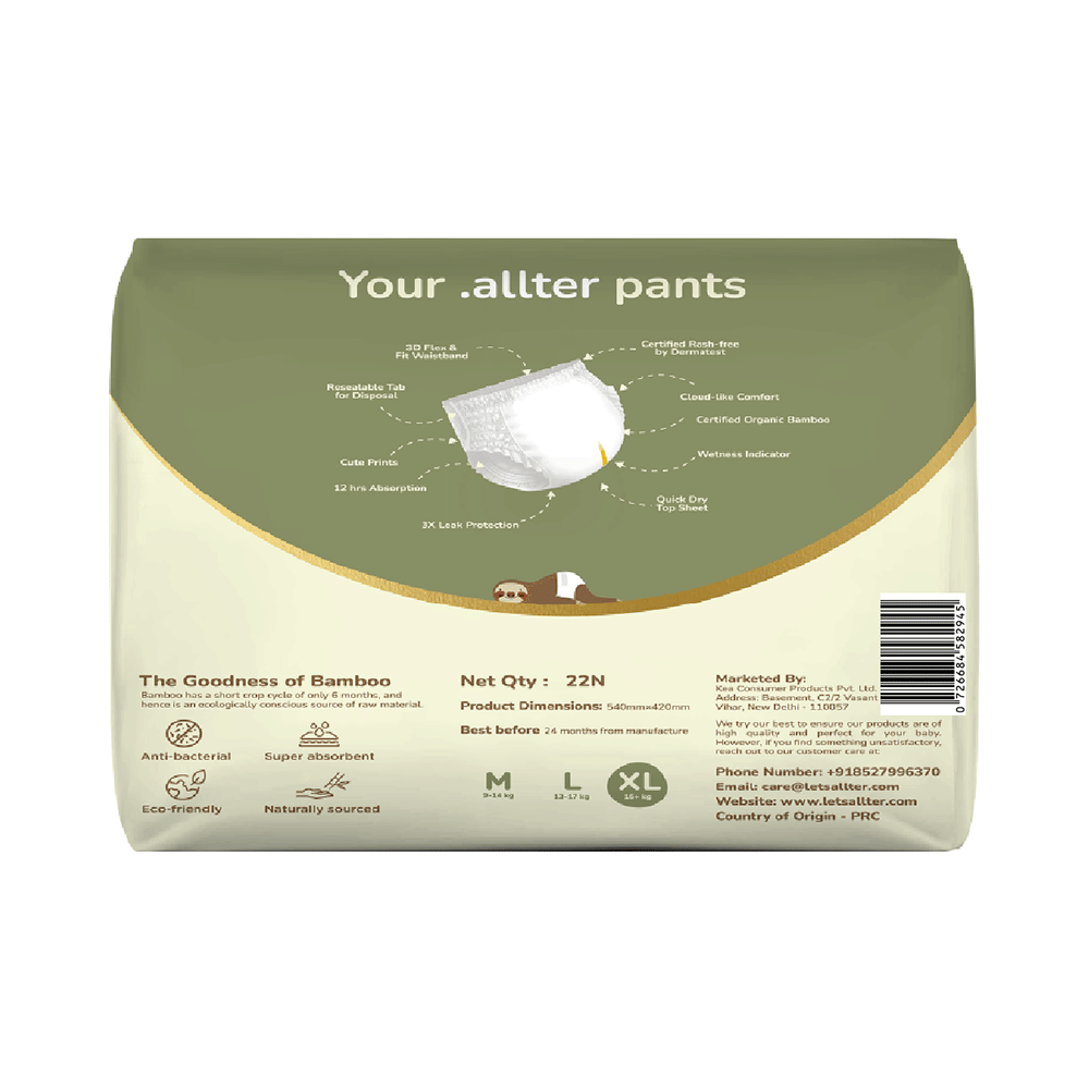 .allter Organic Bamboo Chemical Free Diaper Pant XL