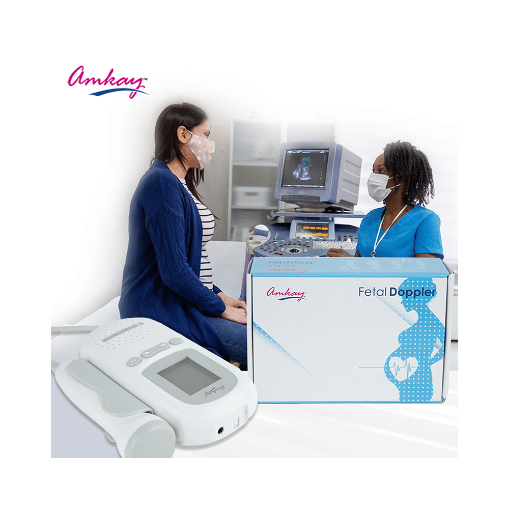 Amkay Fetal Doppler | Heart Rate Monitor for Home & Clinic | Built-in Headphone Jack & Speaker