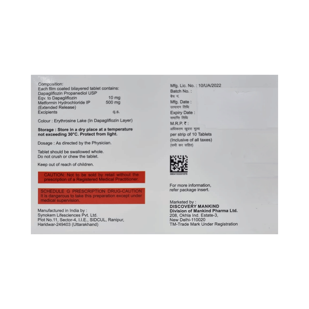 Sglt DM 10mg/500mg Tablet