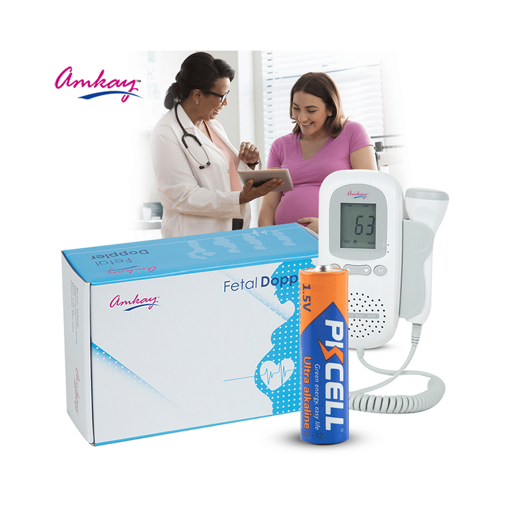 Amkay Fetal Doppler | Heart Rate Monitor for Home & Clinic | Built-in Headphone Jack & Speaker