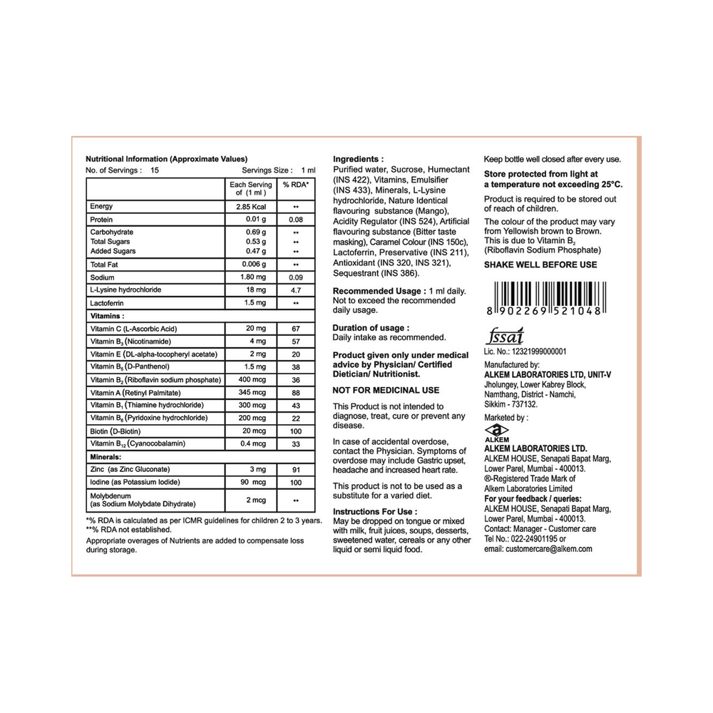 A to Z Multivitamin and Multimineral Oral Drops Mango