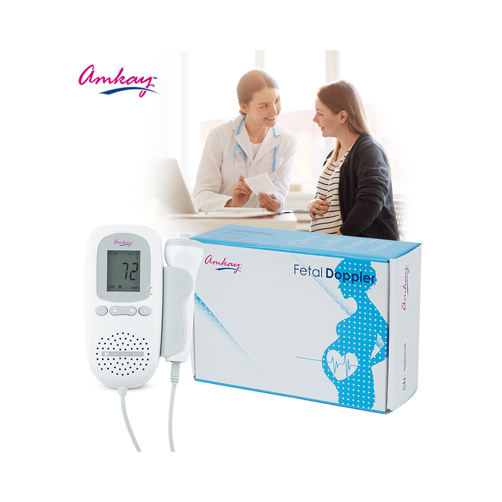 Amkay Fetal Doppler | Heart Rate Monitor for Home & Clinic | Built-in Headphone Jack & Speaker