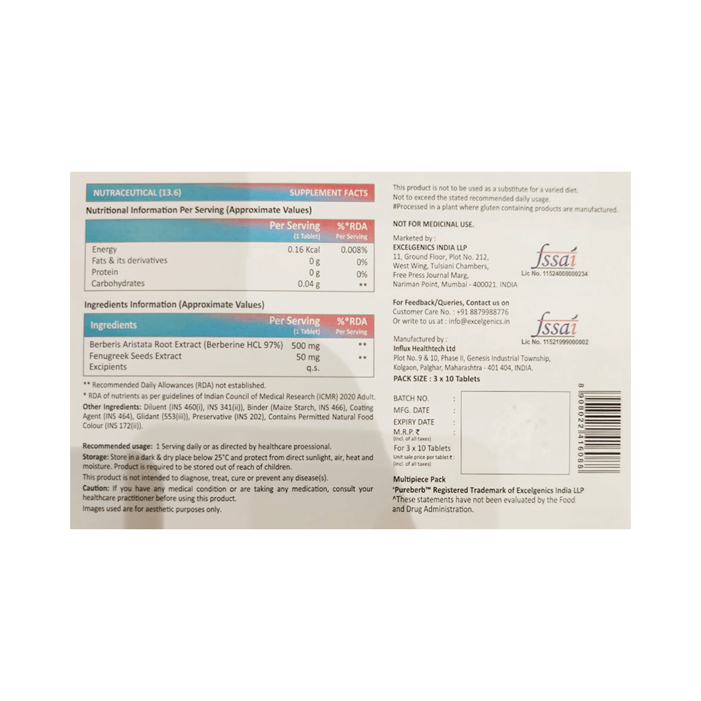 +Pureberb Berberine with Fenugreek Tablet (10 Each)