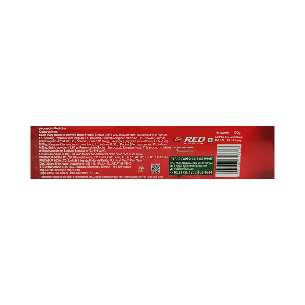 Dabur Red Toothpaste for Healthy Teeth & Gums | Fights Dental Problems with Toothbrush Free