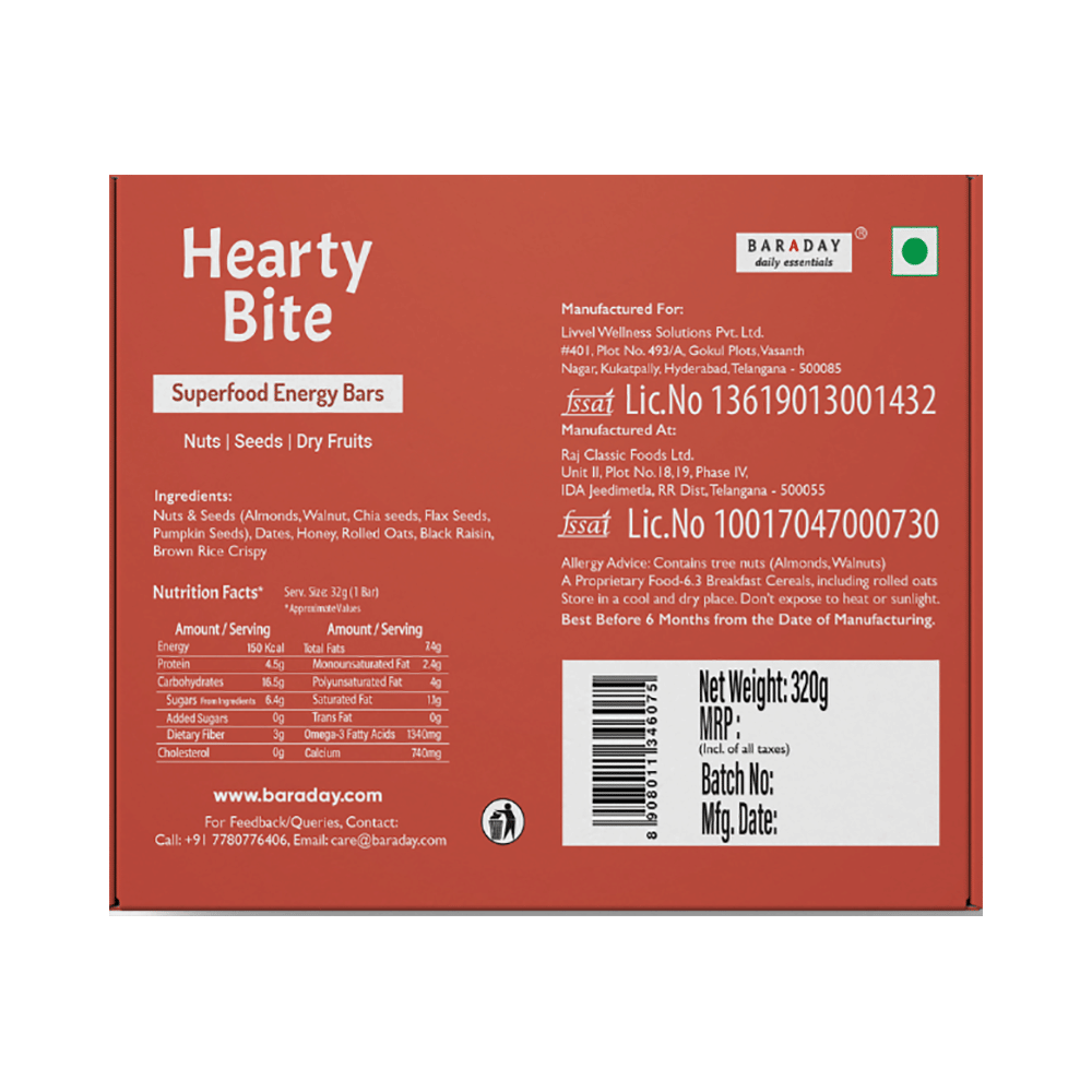 Hearty Bite Superfood Bar | No Added Sugar | Flavour Standard