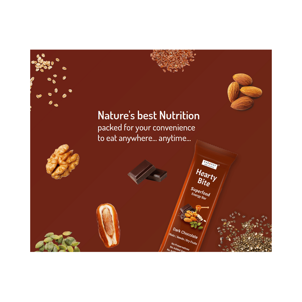 Hearty Bite Superfood Bar | No Added Sugar | Flavour Dark Chocolate
