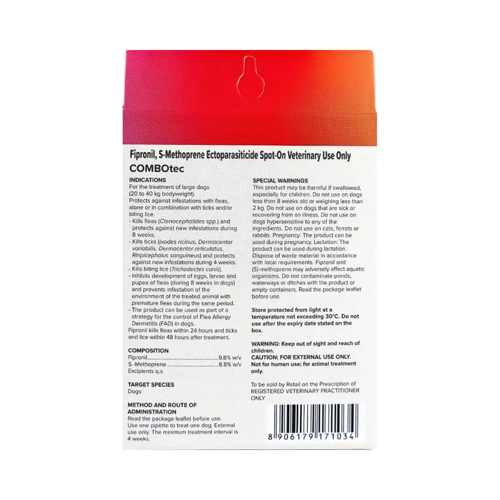 Beaphar Flea & Tick Spot On COMBOtec For Dogs 20-40kg Pet