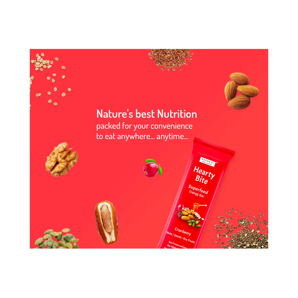 Hearty Bite Superfood Bar | No Added Sugar | Flavour Cranberry