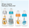 Mylo 2 In 1 BPA Free with Anti-Colic Nipple & Spoon Baby Feeding Bottle (125ml & 250 ml) Lion & Sky Blue thumbnail