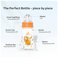Mylo 2 In 1 BPA Free with Anti-Colic Nipple & Spoon Baby Feeding Bottle (125ml & 250 ml) Lion & Sky Blue thumbnail