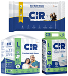 Combo Pack of CIR Premium Adult Unisex Diaper with Aloe Vera Large (10) & Bed bath Wipe (10) & Premium Underpad Large (10)
