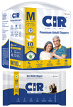 Combo Pack of CIR Premium Adult Unisex Diaper with Aloe Vera Medium (10) & Bed bath Wipes (10)