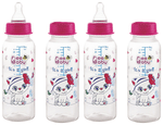 BeeBaby 2 in 1 Gentle Slim Neck Baby Feeding Bottle with Anti - Colic Gentle Touch Silicone Nipple and Feeder Spoon 8 Months + (250ml Each) Pink