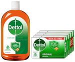 Dettol Combo Pack of Original Bathing Soap Bar (125gm Each) & Antiseptic Disinfectant Liquid (1ltr)