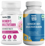 Combo Pack of Tata 1mg Women's Multivitamin Veg Tablet (60) & Tata 1mg Senior 50+ Multivitamin & Multimineral Veg Tablet (60)