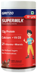 Gritzo SuperMilk for Active Kids, Protein Powder for Kids, High Protein (6 g), DHA, Calcium + D3, 21 Nutrients, No Refined Sugar, 100% Natural Double Chocolate Flavour 13+ years Double Chocolate