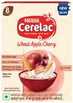 Nestle Powder Cerelac Baby Cereal with Milk from 8 to 24 Months | Rich in Iron | Omega 3 Iron Protein Calcium for Babies | Instant infant Cereal | Wheat Apple Cherry No Refined Sugar
