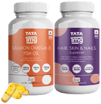 Combo Pack of Tata 1mg Salmon Omega 3 Fish Oil Capsule (60) & Tata 1mg Hair, Skin & Nails Supreme Biotin Capsule (60)