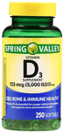 Spring Valley Vitamin D3 125mcg (5000IU) Softgel