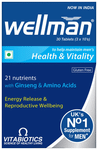 Wellman Gluten Free Health Supplement for Men with Vitamins & Minerals, Ginseng & Amino Acids | For Energy & Vitality | Nutrition Formula