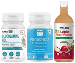 Combo Pack of Tata 1mg Glucosamine HCL Advanced Tablet (60), Organic Apple Cider Vinegar (500ml) and Probiotics 30 Billion CFUs+ Capsule (60)