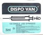 Dispovan Syringe 5ml with Needle 24G