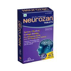 Neurozan Tablet with Serine, Choline, Gingko Biloba & Coenzyme Q10 | Gluten Free