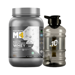 MuscleBlaze MuscleBlaze Biozyme Performance Whey Protein | For Muscle Gain | Improves Protein Absorption | Nutrition Care Powder Rich Chocolate with Gallon Bottle 1500ml