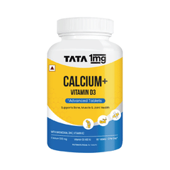 Tata 1mg Calcium & Vitamin D3 with Zinc, Magnesium & Alfalfa | 500mg Calcium & 400IU Vitamin D3 Tablet