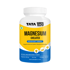 Tata 1mg Chelated Magnesium Plus Tablet with Zinc, Lysine Hydrochloride & Vitamin B6 | with Essential Minerals | Supports Heart Health & Neuromuscular System