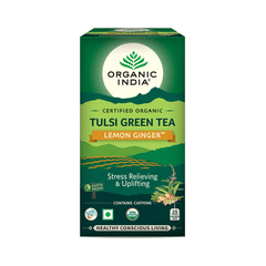 Organic India Tea for Immunity, Antioxidant Support & Stress Relief | Flavour Lemon Ginger Green Tea