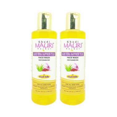 Khadi Mauri Herbal Aloe Vera Saffron Tulsi Face Wash (210 ml Each)