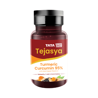 Tata 1mg Tejasya Turmeric Curcumin 95% With Black Pepper (Piperine) Capsule | For Pain Relief