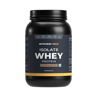 Nutrabay Gold Isolate Whey Protein For Muscles, Recovery, Digestion & Immunity | No Added Sugar | Flavour Rich Chocolate Creme