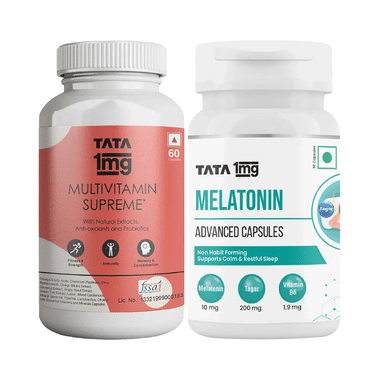 Combo Pack of Tata 1mg Melatonin Advanced Capsule (30) & Multivitamin Supreme Capsule (60)